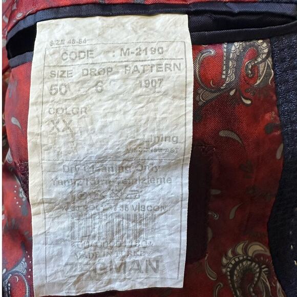 Zegman Navy Blue Textured Two Button Sports Coat Size 50 - Picture 5 of 7